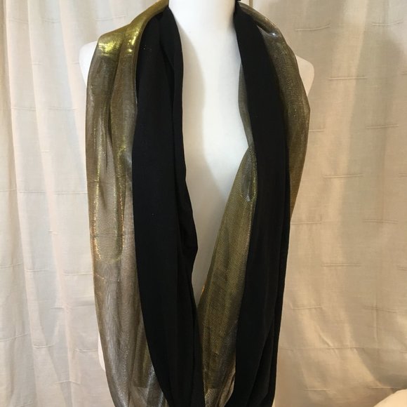 NWT Express Scarf Shimmery Gold Silver and Black - Picture 1 of 6
